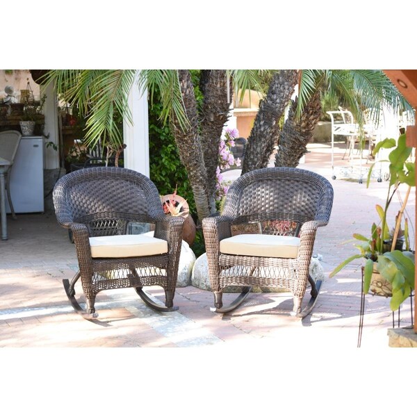 Propation W00201R-A-2-FS001 Espresso Rocker Wicker Chair with Ivory Cushion PR2442192 - main